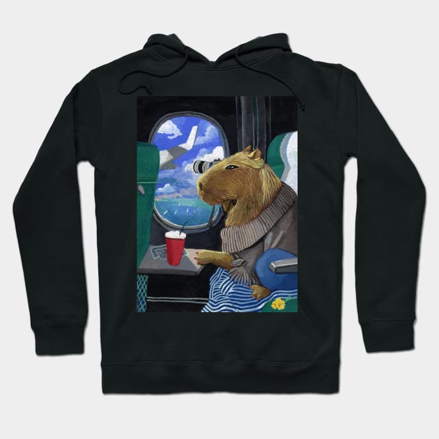 Capybara travelling on a plane Hoodie by argiropulo